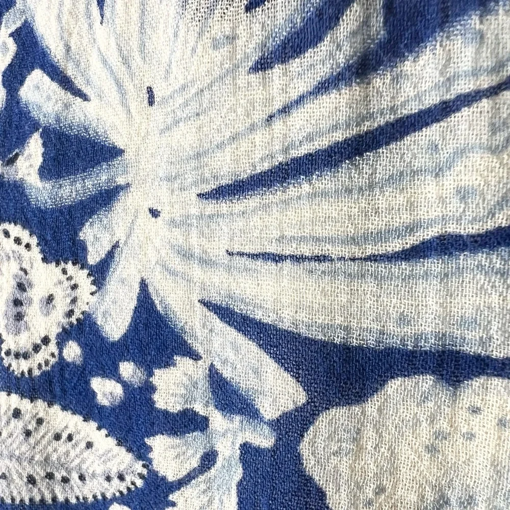 Lands End beachy cover up size L semi-sheer embroidered neckline 3/4‎ sleeve